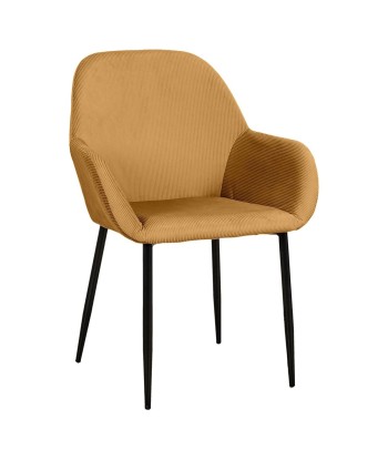 Fauteuil Velours Jaune Moutarde Côtelé Giulia soldes