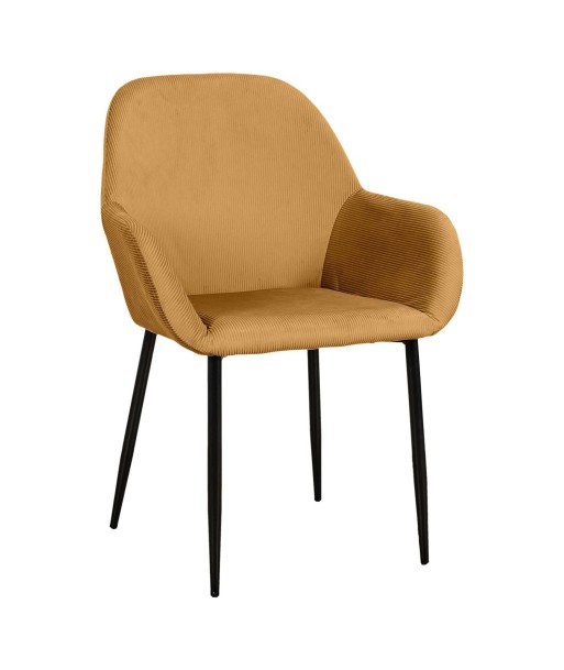 Fauteuil Velours Jaune Moutarde Côtelé Giulia soldes