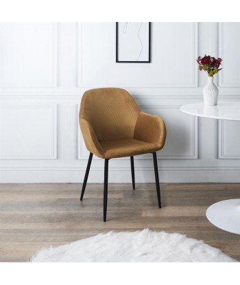 Fauteuil Velours Jaune Moutarde Côtelé Giulia soldes