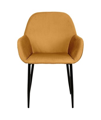 Fauteuil Velours Jaune Moutarde Côtelé Giulia soldes