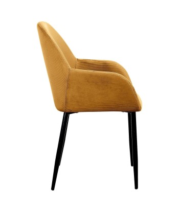 Fauteuil Velours Jaune Moutarde Côtelé Giulia soldes