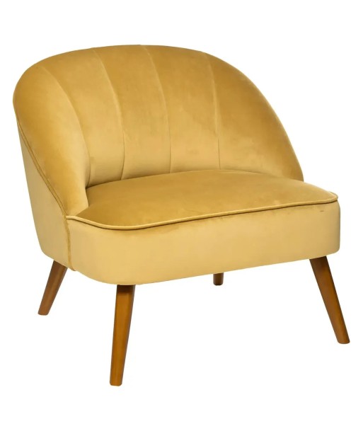 Fauteuil En Velours Jaune Moutarde Naova solde