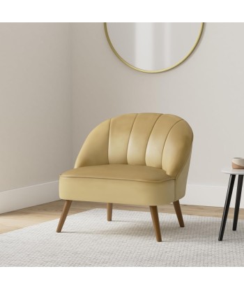 Fauteuil En Velours Jaune Moutarde Naova solde