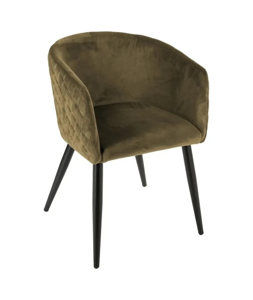 Fauteuil Velours Vert Kaki Marlo sur le site 