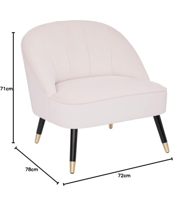 Fauteuil En Velours Blanc Naova en stock