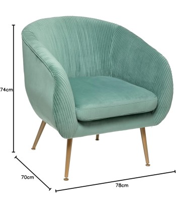 Fauteuil Velours Plissé Vert Jade Solaro meilleur choix