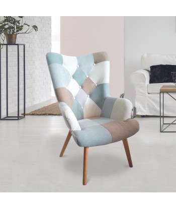 Fauteuil De Salon Helsinki Patchwork Bleu prix