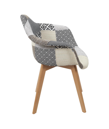 Fauteuil Scandinave Patchwork Blanc Gris basket pas cher