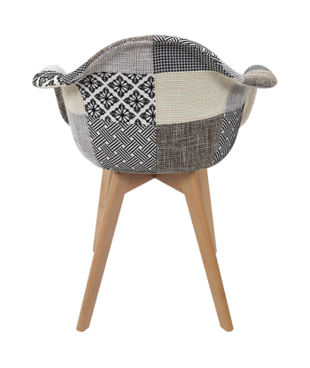 Fauteuil Scandinave Patchwork Blanc Gris basket pas cher