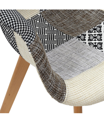 Fauteuil Scandinave Patchwork Blanc Gris basket pas cher