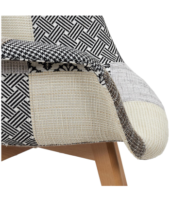 Fauteuil Scandinave Patchwork Blanc Gris basket pas cher