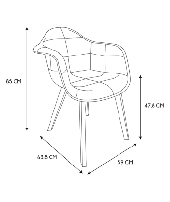 Fauteuil Scandinave Patchwork Blanc Gris basket pas cher