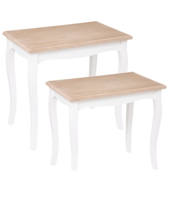 Lot De 2 Tables Café Chrysa Blanches en linge