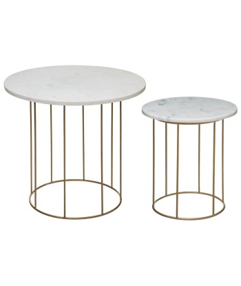 Lot De 2 Tables Café Plateau Marbre Blanc acheter