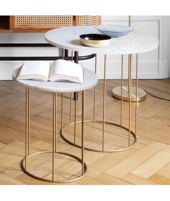 Lot De 2 Tables Café Plateau Marbre Blanc acheter