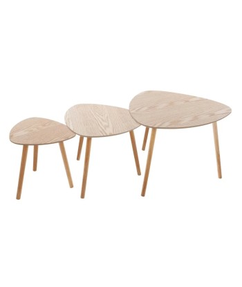 Lot De 3 Tables De Café Mileo En Bois Beige solde