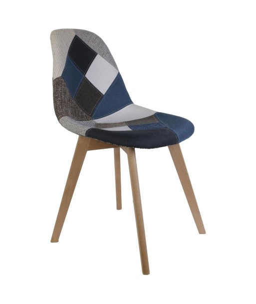 Chaise scandinave patchwork bleu ris Venez découvrir notre 