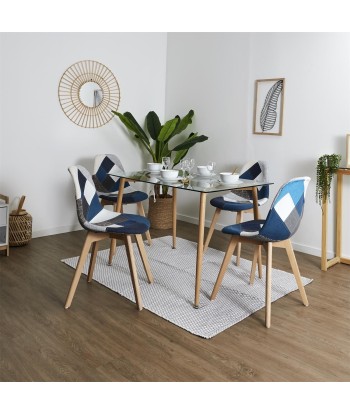 Chaise scandinave patchwork bleu ris Venez découvrir notre 