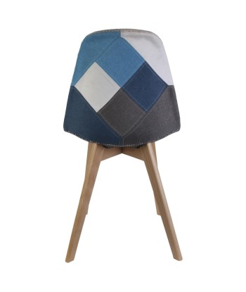 Chaise scandinave patchwork bleu ris Venez découvrir notre 