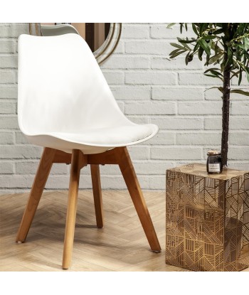 Chaise Scandinave Coque Rembourrée Blanche Véritable concentré