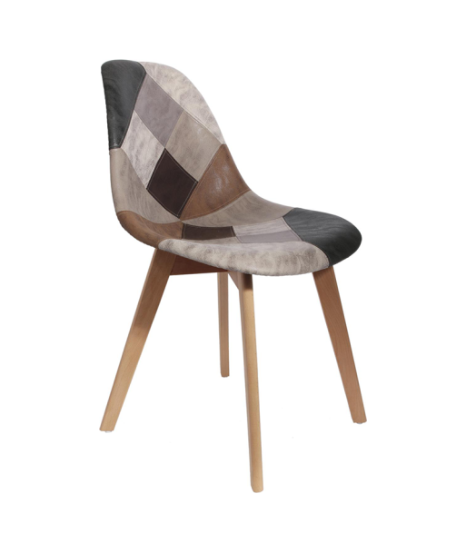 Chaise De Table Scandinave Patchwork PU Marron soldes