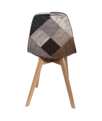 Chaise De Table Scandinave Patchwork PU Marron soldes