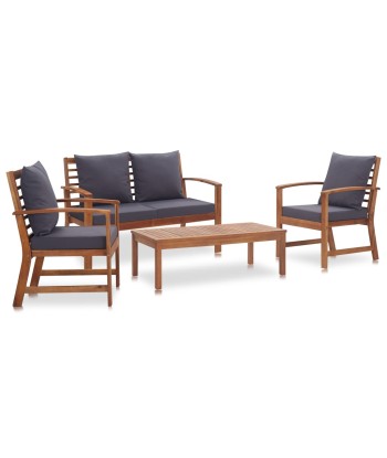 Salon de jardin 4 pcs avec coussins Bois d'acacia solide online