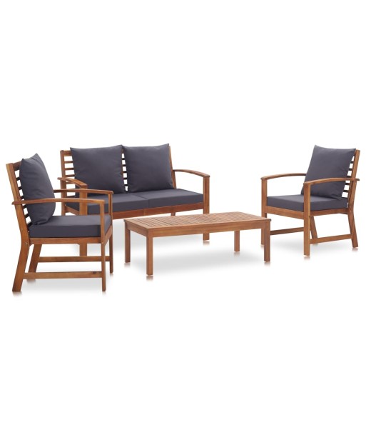 Salon de jardin 4 pcs avec coussins Bois d'acacia solide online