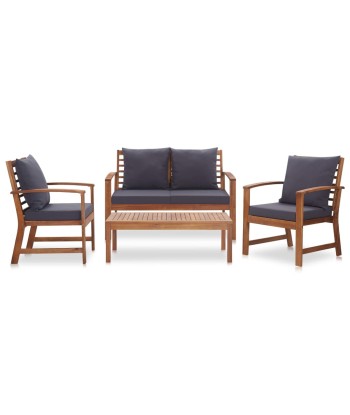 Salon de jardin 4 pcs avec coussins Bois d'acacia solide online