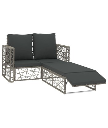 Salon de jardin 2 pcs avec coussins Résine tressée Gris 50-70% off 