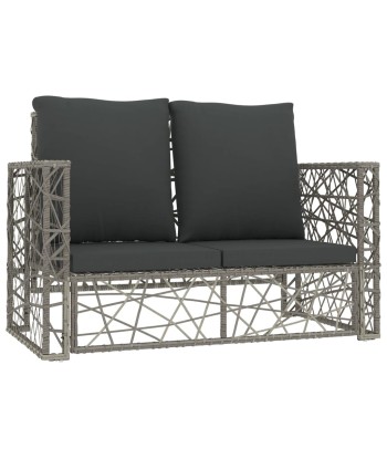 Salon de jardin 2 pcs avec coussins Résine tressée Gris 50-70% off 