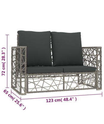 Salon de jardin 2 pcs avec coussins Résine tressée Gris 50-70% off 