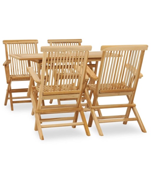 Mobilier à dîner d'extérieur 5 pcs Bois de teck massif l'achat 