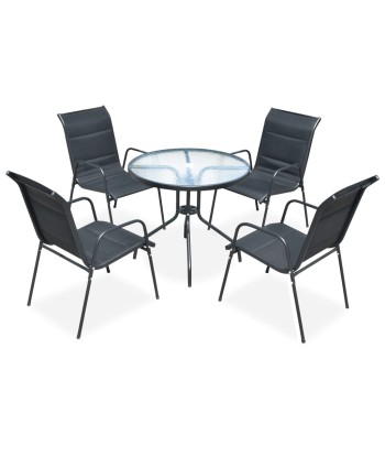 Mobilier de salle à manger d'extérieur 5 pcs Acier Noir store