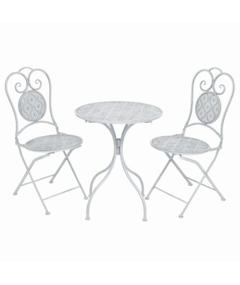 Ensemble de bistro 3 pcs Acier Blanc grisâtre la colonne vertébrale