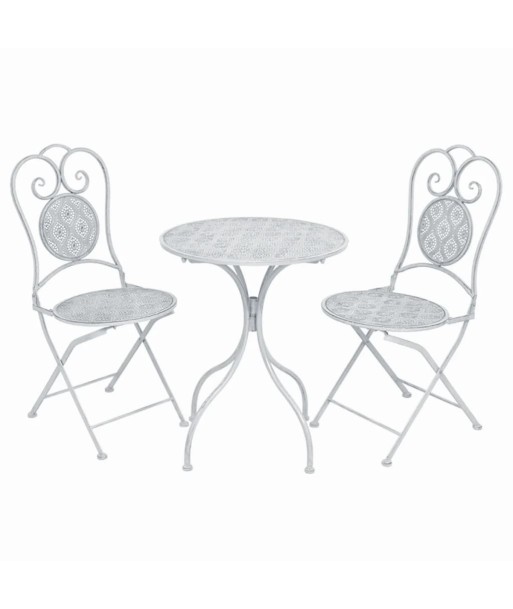 Ensemble de bistro 3 pcs Acier Blanc grisâtre la colonne vertébrale