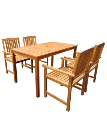 Mobilier à dîner d'extérieur 5 pcs Bois d'acacia solide Comparez plus de prix