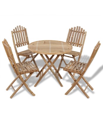 Mobilier à dîner d'extérieur pliable 5 pcs Bambou de votre