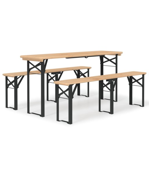 Ensemble de tables à bière pliantes 3 pcs bois massif de sapin 50-70% off 