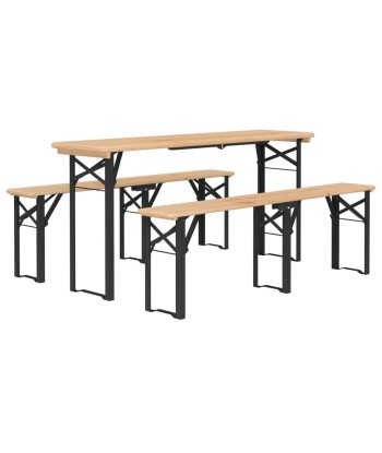 Ensemble de tables à bière pliantes 3 pcs bois massif de sapin 50-70% off 