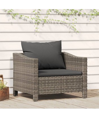 Fauteuil de jardin avec coussin Gris Résine tressée les ligaments