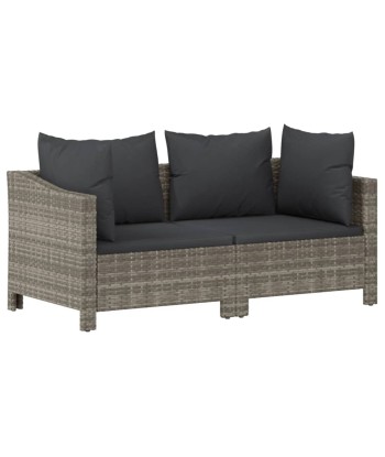 Salon de jardin 2 pcs avec coussins Gris Résine tressée Profitez des Offres !