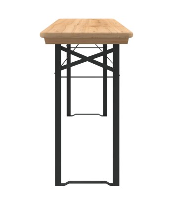 Ensemble de tables à bière pliantes 3 pcs bois massif de sapin 50-70% off 