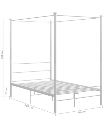 Lit 2 Places à baldaquin Blanc Métal 140x200 cm acheter en ligne