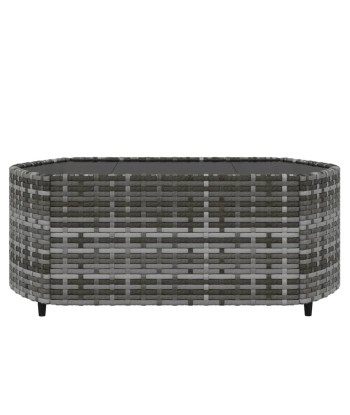 Salon de jardin 4 pcs avec coussins Gris Résine tressée de France