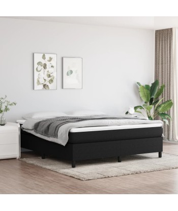 Lit à sommier tapissier avec matelas Noir Tissu 160x200 cm france