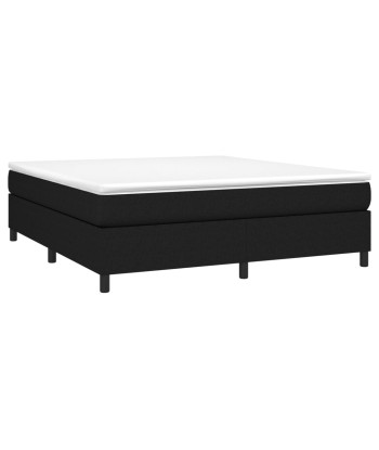 Lit à sommier tapissier avec matelas Noir Tissu 160x200 cm france