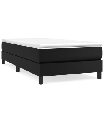 Lit à sommier tapissier avec matelas Noir Similicuir 90x200 cm votre