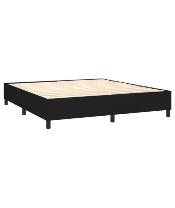 Lit à sommier tapissier avec matelas Noir Tissu 160x200 cm france