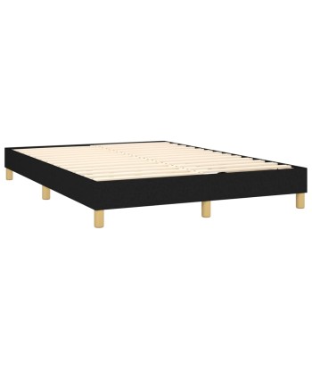 Lit à sommier tapissier avec matelas Noir Tissu 140x200 cm À commander